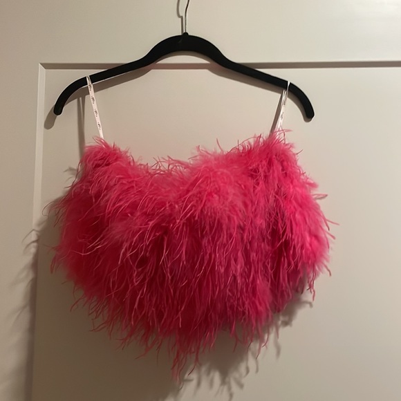 Club L hot pink feather boa tube top - Picture 3 of 5